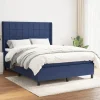 Maison Exclusive - Sengebund med lameller og madras Blå 140x190 cm Stof