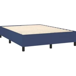 Maison Exclusive - Sengebund med lameller og madras Blå 140x190 cm Stof