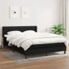 Maison Exclusive - Sengebund med lameller og madras Sort 140x190 cm Stof