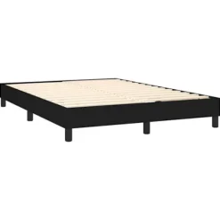 Maison Exclusive - Sengebund med lameller og madras Sort 140x190 cm Stof