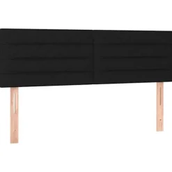 Maison Exclusive - Sengebund med lameller og madras Sort 140x190 cm Stof