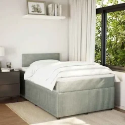 Maison Exclusive - Sengebund med lameller og grålig madras 120x190cm velour