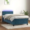 Maison Exclusive - Sengebund med lamelramme og mørkeblå LED-madras 100x200 cm