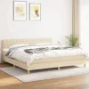 Maison Exclusive - Sengebund med lameller og madras Creme 200x200 cm Stof