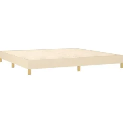 Maison Exclusive - Sengebund med lameller og madras Creme 200x200 cm Stof