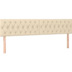Maison Exclusive - Sengebund med lameller og madras Creme 200x200 cm Stof
