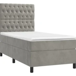 Maison Exclusive - Sengebund med lameller og madras Lys grå 80x200 cm Velvet