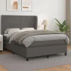 Maison Exclusive - Sengebund med lameller og madras Grå 140x190 cm Syntetisk læder