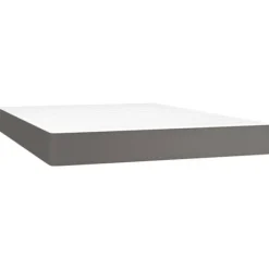Maison Exclusive - Sengebund med lameller og madras Grå 140x190 cm Syntetisk læder