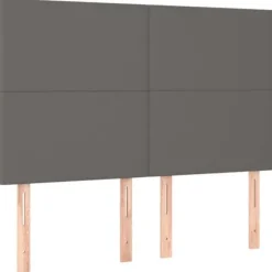 Maison Exclusive - Sengebund med lameller og madras Grå 140x190 cm Syntetisk læder