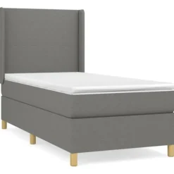 Maison Exclusive - Sengebund med lameller og mørkegrå madras 100x200cm Stof