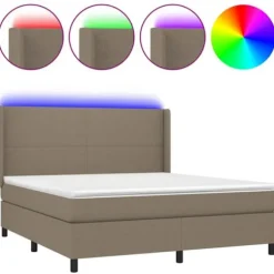 Maison Exclusive - Sengebund med lameller madras LED Taupe 180x200 cm Stof
