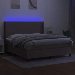Maison Exclusive - Sengebund med lameller madras LED Taupe 180x200 cm Stof