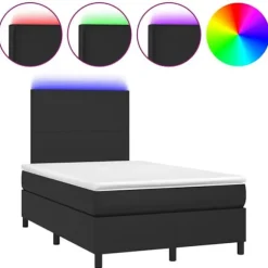 Maison Exclusive - Sengebund med lameller og madras samt LED Sort 120x200 cm