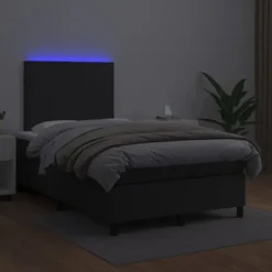 Maison Exclusive - Sengebund med lameller og madras samt LED Sort 120x200 cm