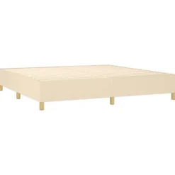 Maison Exclusive - Sengebund med lameller og madras Creme 200x200 cm Stof