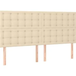 Maison Exclusive - Sengebund med lameller og madras Creme 200x200 cm Stof