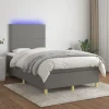 Maison Exclusive - Sengebund med lameller og madras og LED Mørkegrå 120x200 cm