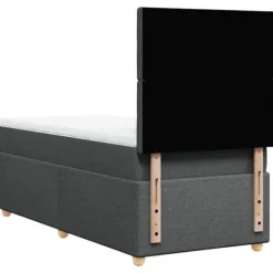 Maison Exclusive - Sengebund med lameller og madras Mørkegrå 90x190 cm Stof