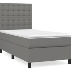 Maison Exclusive - Sengebund med lameller og mørkegrå madras 80x200 cm Stof