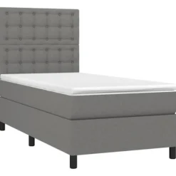 Maison Exclusive - Sengebund med lameller og mørkegrå madras 80x200 cm Stof