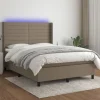 Maison Exclusive - Sengebund med lameller madras og LED Taupe 140x190 cm Stof