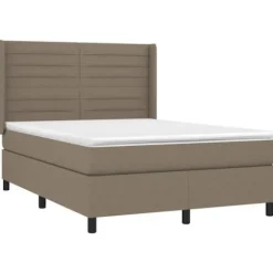 Maison Exclusive - Sengebund med lameller madras og LED Taupe 140x190 cm Stof