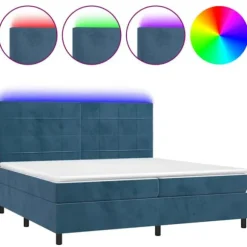 Maison Exclusive - Sengebund med lameller, mørkeblå LED madras 200x200 cm