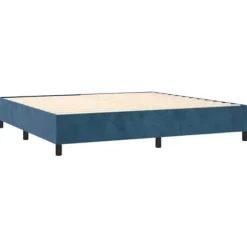 Maison Exclusive - Sengebund med lameller, mørkeblå LED madras 200x200 cm