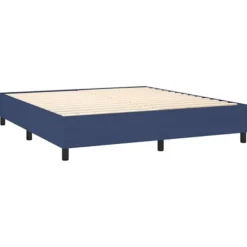 Maison Exclusive - Sengebund med lameller, madras og blå LED 160x200 cm stof