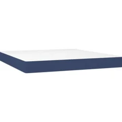 Maison Exclusive - Sengebund med lameller, madras og blå LED 160x200 cm stof