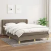 Maison Exclusive - Sengebund med lameller og Taupe madras 140x190 cm stof
