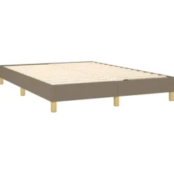 Maison Exclusive - Sengebund med lameller og Taupe madras 140x190 cm stof