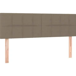 Maison Exclusive - Sengebund med lameller og Taupe madras 140x190 cm stof