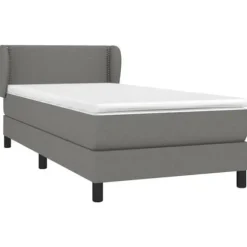 Maison Exclusive - Sengebund med lameller og madras Mørkegrå 90x190 cm Stof