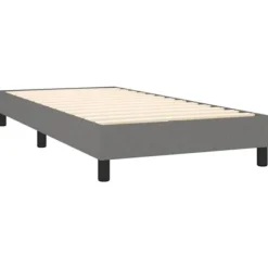 Maison Exclusive - Sengebund med lameller og madras Mørkegrå 90x190 cm Stof