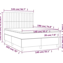 Maison Exclusive - Sengebund med lameller og madras Blå 140x190 cm Stof