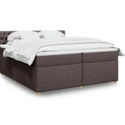 Maison Exclusive - Sengebund med lameller og madras Mørkebrun 200x200 cm