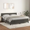 Maison Exclusive - Sengebund med lameller og mørkegrå madras 160x200cm Velvet