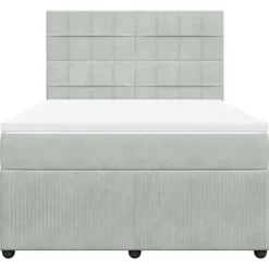 Maison Exclusive - Sengebund med lameller og madras Grå lys 140x190cm Velvet