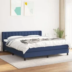 Maison Exclusive - Sengebund med lameller og madras Blå 180x200 cm Tøj