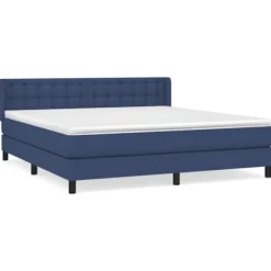 Maison Exclusive - Sengebund med lameller og madras Blå 180x200 cm Tøj