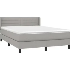 Maison Exclusive - Sengebund med lameller og madras Lys grå 140x200cm Stof