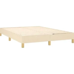 Maison Exclusive - Sengebund med lameller og LED madras Creme 140x200 cm Stof