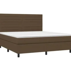Maison Exclusive - Sengebund med lameller, madras og LED Mørkebrun 160x200 cm