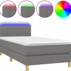 Maison Exclusive - Sengebund med lameller og madras samt LED Mørkegrå 90x190cm