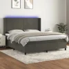 Maison Exclusive - Sengebund med lameller, madras og LED Mørkegrå 180x200 cm