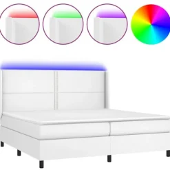 Maison Exclusive - Sengebund med lameller, madras, LED Hvid 200x200 cm Simillæder
