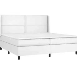 Maison Exclusive - Sengebund med lameller, madras, LED Hvid 200x200 cm Simillæder