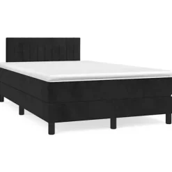 Maison Exclusive - Sengebund med lameller og sort LED madras 120x190 cm fløjlsstof